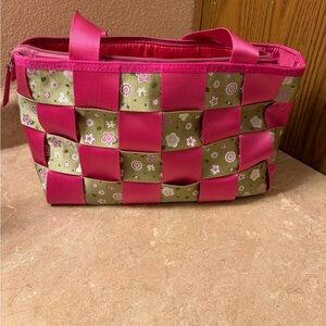 Pink and Green Seatbelt Checkered Women's Bag